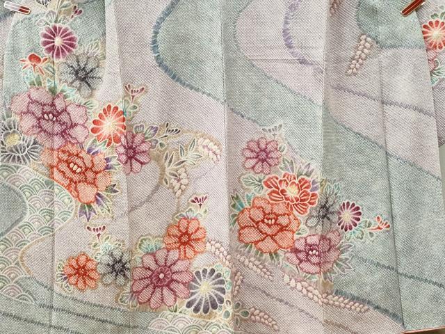 平和屋着物●名門 藤娘きぬたや・総絞り 振袖 牡丹花文 正絹 逸品 CABI2867yc