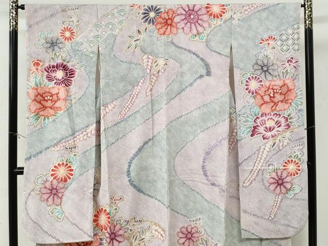 平和屋着物●名門 藤娘きぬたや・総絞り 振袖 牡丹花文 正絹 逸品 CABI2867yc