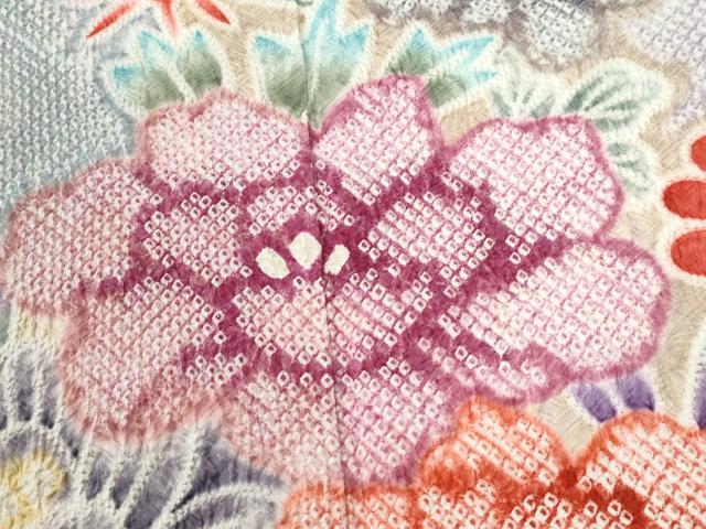 平和屋着物●名門 藤娘きぬたや・総絞り 振袖 牡丹花文 正絹 逸品 CABI2867yc
