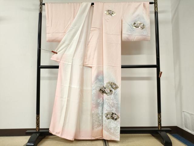 平和屋着物●訪問着 地紙草花文 暈し染め 金彩 正絹 逸品 CABI2869yc