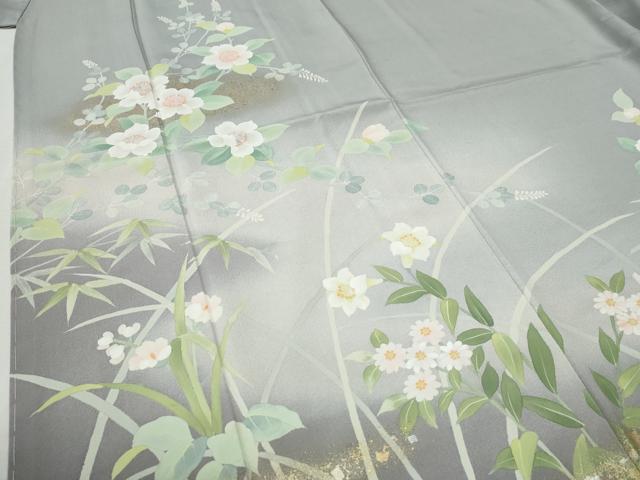 平和屋着物●訪問着 枝花文 暈し染め 金彩 鈴乃屋扱い 正絹 逸品 未使用 CABI2872yc