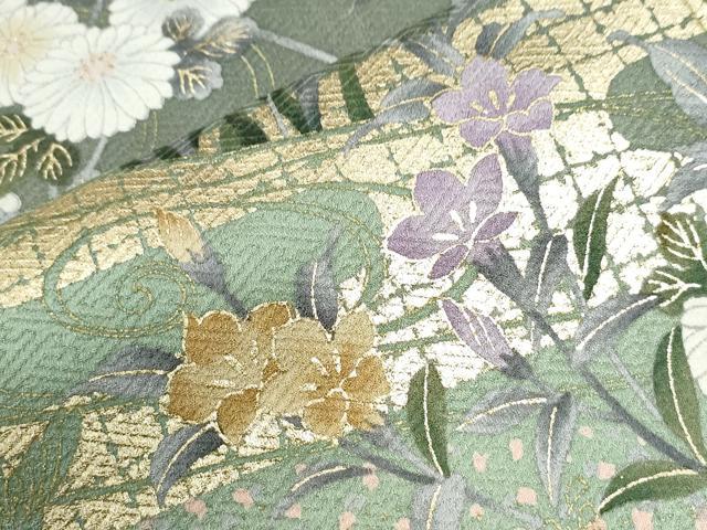 平和屋着物●訪問着 エ霞菊花文 暈し染め 金彩 正絹 逸品 CABI2876yc