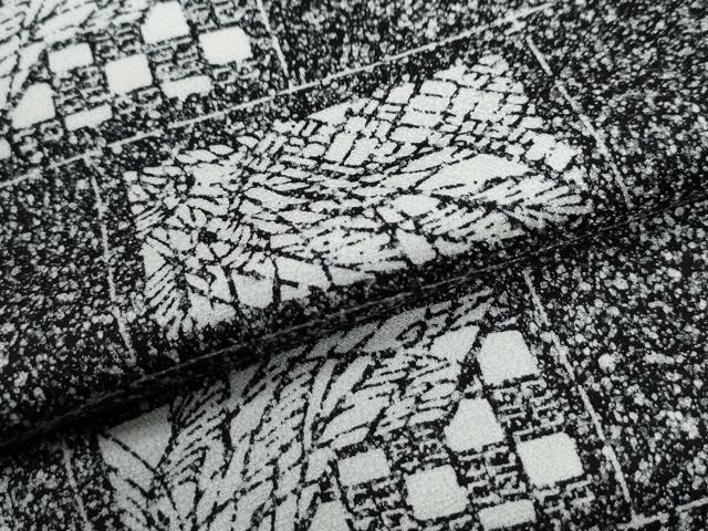 平和屋着物●上質な小紋 短冊吉祥文 たたき染め 黒地 正絹 逸品 未使用 CABI2879yc