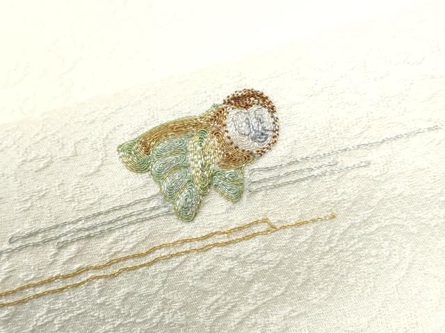 平和屋着物●訪問着 駒刺繍 ミミズク 溢れ松葉 金糸 正絹 逸品 CABI2880yc