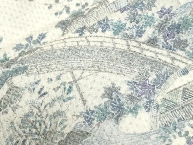 平和屋着物●訪問着 総絞り 渡り橋浜松草花文 正絹 逸品 CABI2884yc