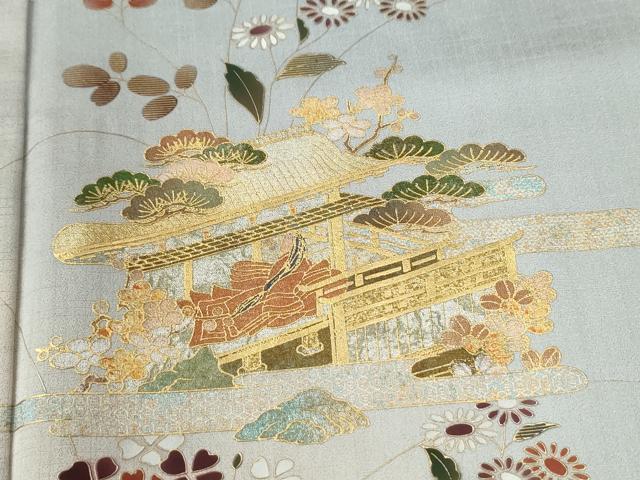 平和屋着物●訪問着 人物風景草花文 暈し染め 金彩 正絹 逸品 CABI2887yc