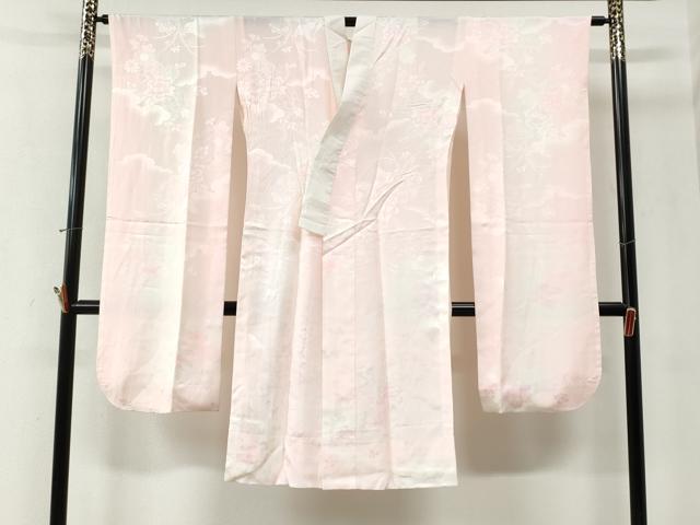平和屋着物●振袖用長襦袢 無双仕立て 雲取り鼓牡丹花地紋 暈し染め 正絹 逸品 CABI2889yc