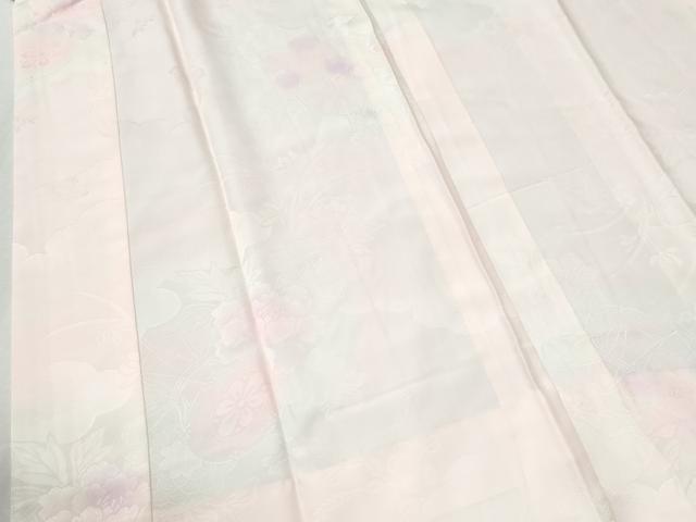 平和屋着物●振袖用長襦袢 無双仕立て 雲取り鼓牡丹花地紋 暈し染め 正絹 逸品 CABI2889yc