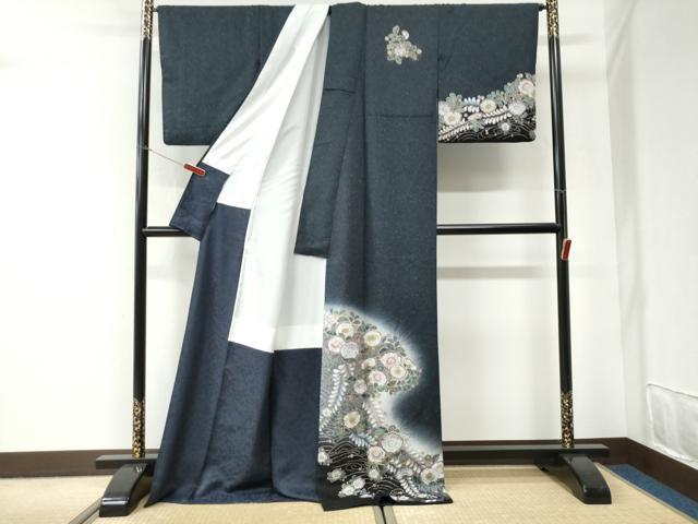 平和屋着物●訪問着 辻が花 暈し染め 銀通し地 ロング丈 正絹 逸品 CABI2891yc