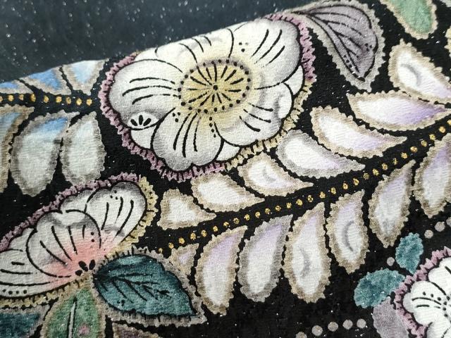 平和屋着物●訪問着 辻が花 暈し染め 銀通し地 ロング丈 正絹 逸品 CABI2891yc