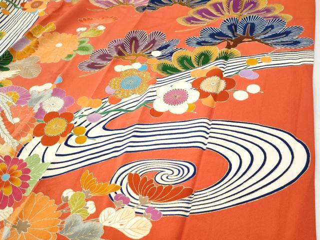 平和屋着物●豪華振袖 駒刺繍 立波鳳凰牡丹花文 金彩 正絹 逸品 CABI2894yc
