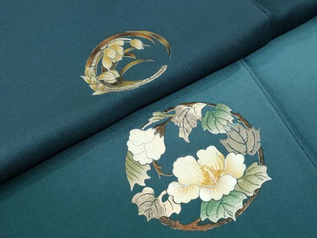 平和屋着物●訪問着 草花丸文 暈し染め 金彩 ロング丈 正絹 逸品 未使用 CABI2898yc