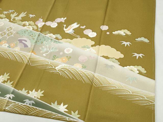 平和屋着物●訪問着 駒刺繍 飛鶴宝尽くし松竹梅花文 暈し染め 金彩 正絹 逸品 CABI2899yc