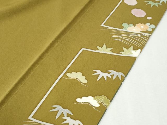 平和屋着物●訪問着 駒刺繍 飛鶴宝尽くし松竹梅花文 暈し染め 金彩 正絹 逸品 CABI2899yc