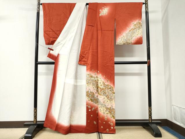 平和屋着物●訪問着 道長更紗花唐草文 暈し染め 金彩 正絹 逸品 CABI2901yc
