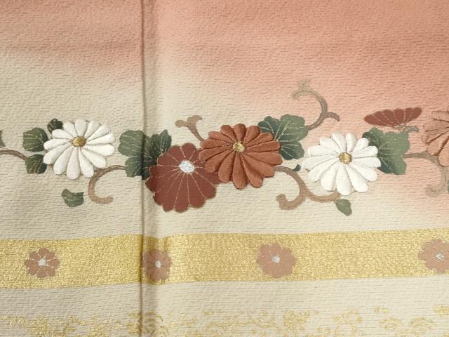 平和屋着物●訪問着 刺繍 花唐草文 暈し染め 金彩 正絹 逸品 CABI2902yc