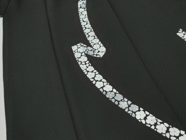平和屋着物●東京友禅 菅有鬼一 訪問着 鬘帯舞花文 黒地 正絹 逸品 CABI2906yc
