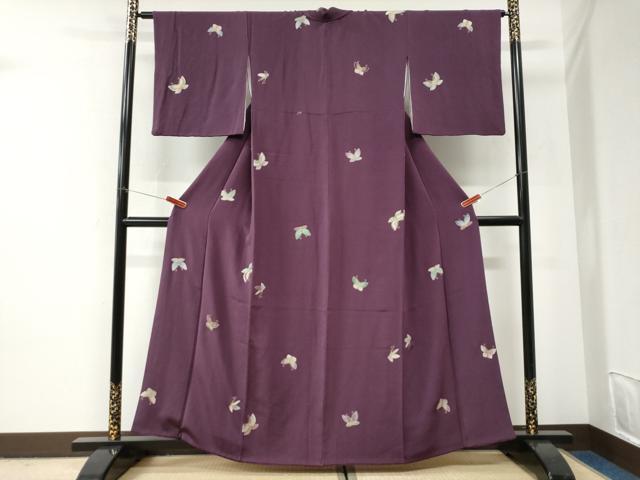 平和屋着物●上質な小紋 舞蝶文 金彩 鬼しぼ縮緬 正絹 逸品 CABI2909yc