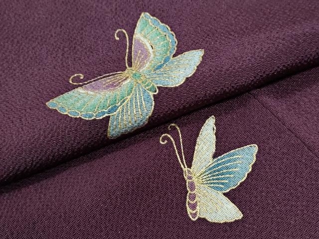 平和屋着物●上質な小紋 舞蝶文 金彩 鬼しぼ縮緬 正絹 逸品 CABI2909yc