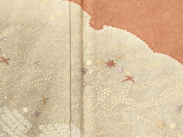 平和屋着物●訪問着 絞り 刺繍 雪輪草花文 金彩 正絹 逸品 CABI2913yc