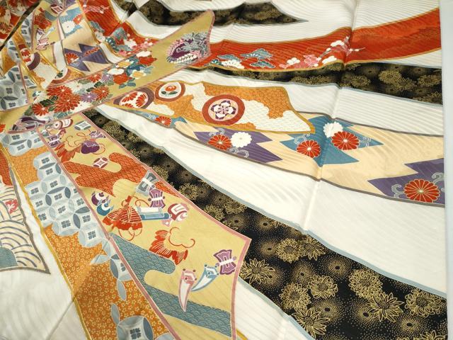 平和屋着物●豪華振袖 駒刺繍 束ね熨斗鳳凰吉祥花車文 金彩 正絹 逸品 CABI2918yc