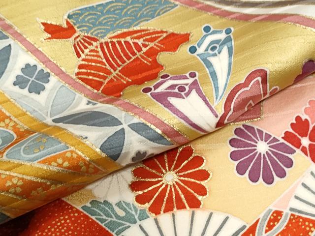 平和屋着物●豪華振袖 駒刺繍 束ね熨斗鳳凰吉祥花車文 金彩 正絹 逸品 CABI2918yc