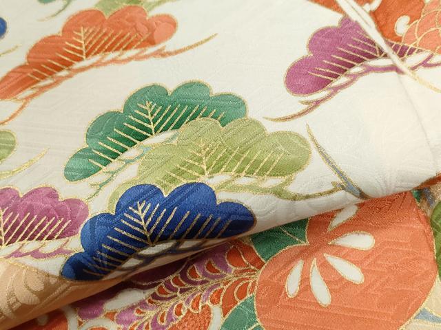 平和屋着物●豪華振袖 駒刺繍 鳳凰枝橘花唐草文 金彩 正絹 逸品 CABI2919yc