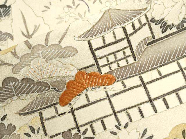 平和屋着物●訪問着 刺繍 雲取りエ霞風景文 金彩 正絹 逸品 CABI2924yc