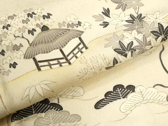 平和屋着物●訪問着 刺繍 雲取りエ霞風景文 金彩 正絹 逸品 CABI2924yc