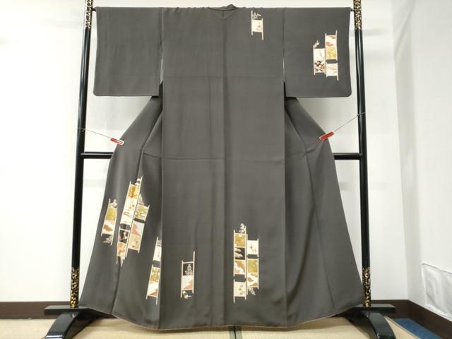 平和屋着物●銀座きしや 訪問着 駒刺繍 吉祥花唐草文 金彩 正絹 逸品 CABI2931yc