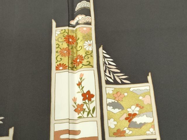 平和屋着物●銀座きしや 訪問着 駒刺繍 吉祥花唐草文 金彩 正絹 逸品 CABI2931yc