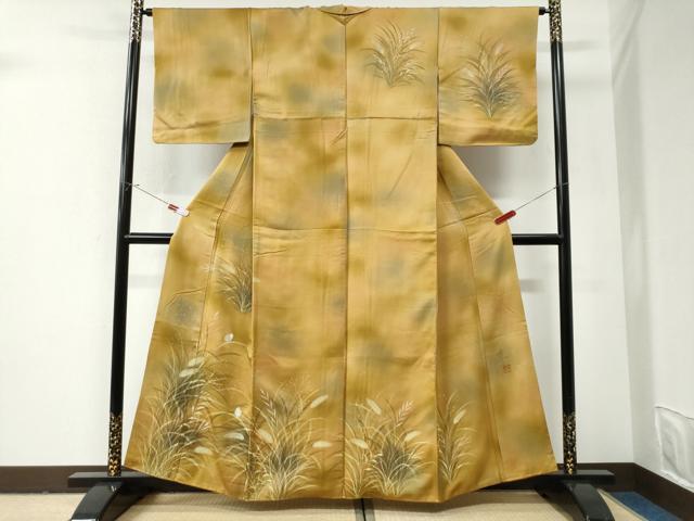 平和屋着物●巨匠 前田華清 手描き 訪問着 花蝶文 暈し染め 正絹 逸品 CABI2933yc