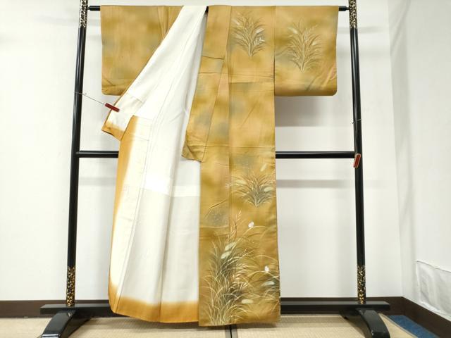 平和屋着物●巨匠 前田華清 手描き 訪問着 花蝶文 暈し染め 正絹 逸品 CABI2933yc