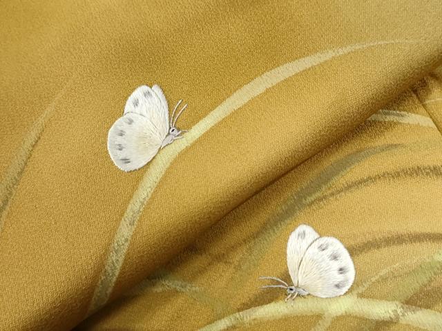 平和屋着物●巨匠 前田華清 手描き 訪問着 花蝶文 暈し染め 正絹 逸品 CABI2933yc