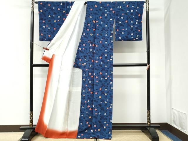 平和屋着物●上質な小紋 桐花文 鬼しぼ縮緬 正絹 逸品 CABI2934yc