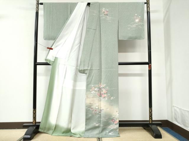 平和屋着物●訪問着 籬松竹梅花文 暈し染め 正絹 逸品 未使用 CABI2939yc