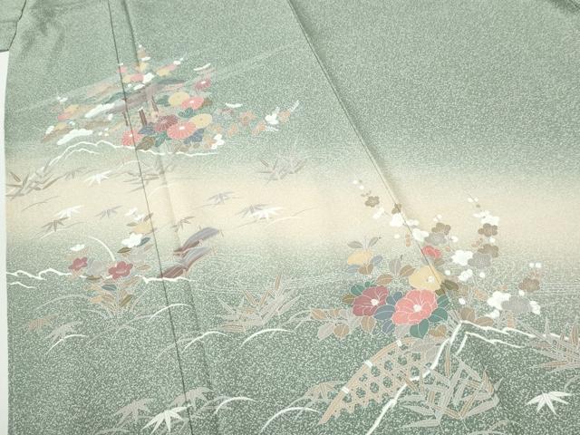 平和屋着物●訪問着 籬松竹梅花文 暈し染め 正絹 逸品 未使用 CABI2939yc