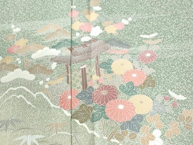 平和屋着物●訪問着 籬松竹梅花文 暈し染め 正絹 逸品 未使用 CABI2939yc