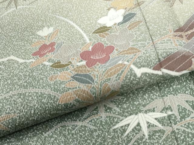 平和屋着物●訪問着 籬松竹梅花文 暈し染め 正絹 逸品 未使用 CABI2939yc