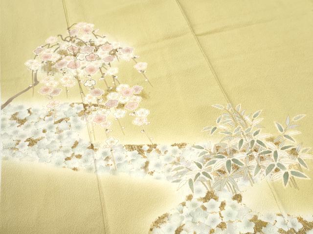 平和屋着物●訪問着 駒刺繍 枝梅草花文 暈し染め 金彩 やまと誂製 正絹 逸品 CABI2948yc