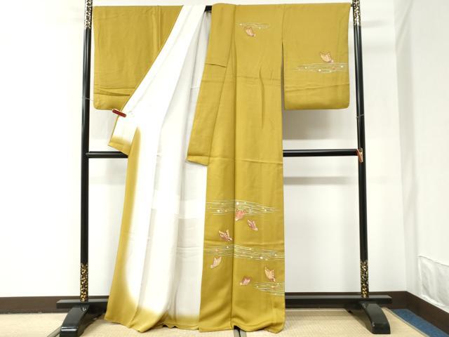 平和屋着物●訪問着 霞破れ色紙舞蝶文 金彩 正絹 逸品 CABI2952yc