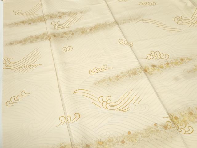 平和屋着物●ジャパンオートクチュール 渡辺雪三郎 訪問着 駒刺繍 立波箔散らし 金彩 ロング丈 正絹 逸品 CABI2957yc