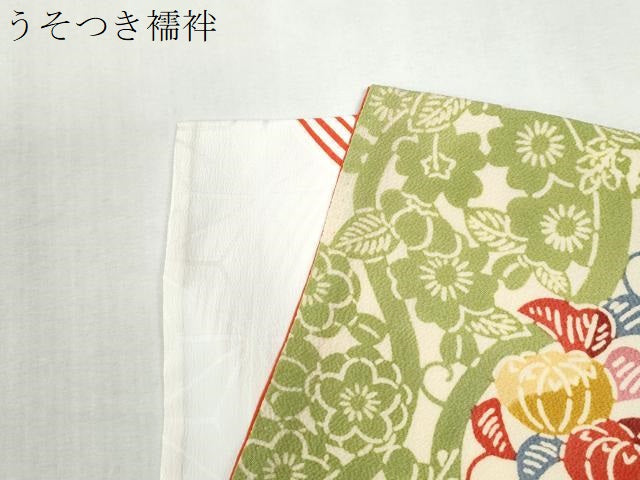 平和屋着物●上質な小紋 よろけ縞草花文 鬼しぼ縮緬 正絹 逸品 CABI2958yc