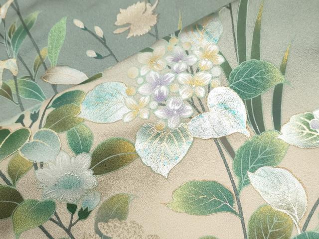 平和屋着物●訪問着 草花文 暈し染め 金彩 正絹 逸品 CABI2964yc