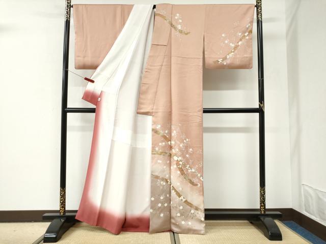 平和屋着物●訪問着 刺繍 鬘帯枝花文 暈し染め 金彩 そごう扱い 正絹 逸品 CABI2965yc
