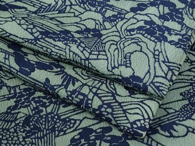 平和屋着物●上質な小紋 藍 風景文 正絹 逸品 CABI2966yc