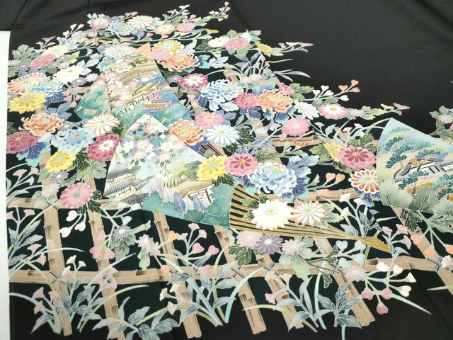 平和屋着物●豪華黒留袖 友禅 作家物 花の詩 正絹 逸品 CABI2967yc