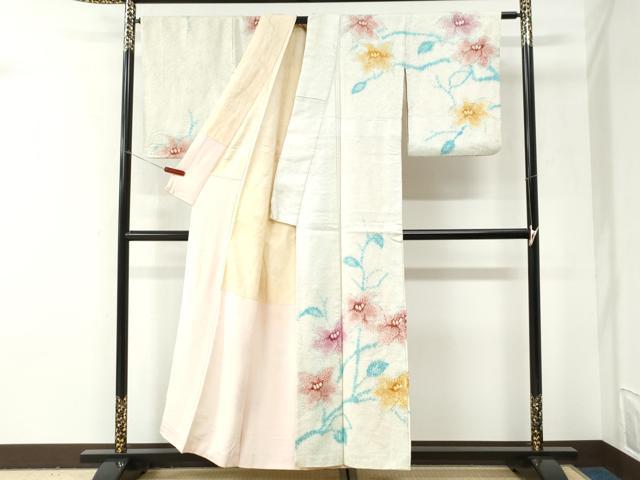 平和屋着物●訪問着 総絞り 枝花文 正絹 逸品 CABI2968yc