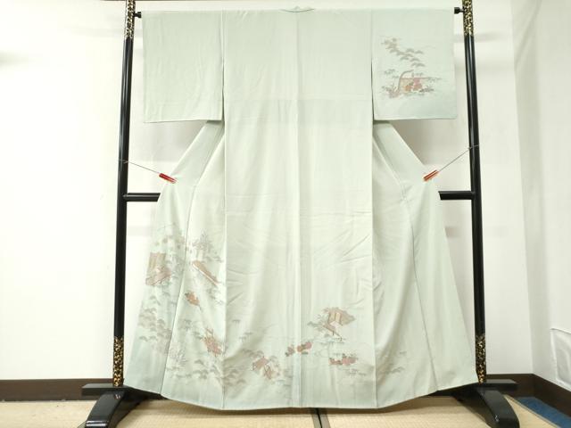 平和屋着物●中国三大刺繍 スワトウ刺繍 総刺繍 訪問着 枯山水 雲取り籬草花文 正絹 逸品 CABI2969yc