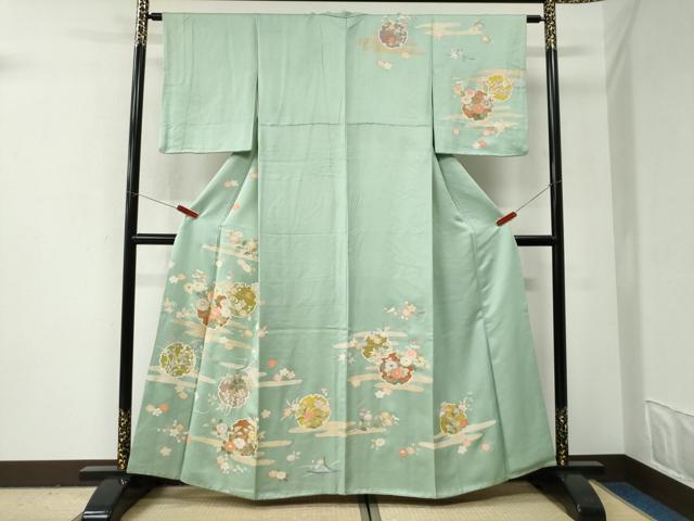 平和屋着物●訪問着 駒刺繍 エ霞雪輪吉祥花文 金彩 三越扱い 正絹 逸品 CABI2970yc